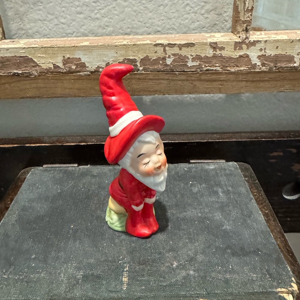 Festive Red and White Holiday Gnome Figurine